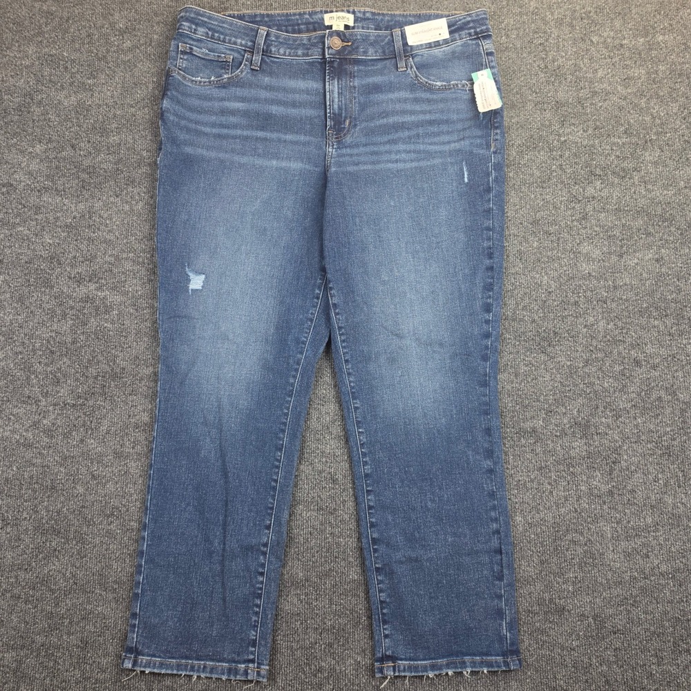 Maurices m Jeans Slim Straight Ankle Women's 20W LONG Super Stretch Mid Rise